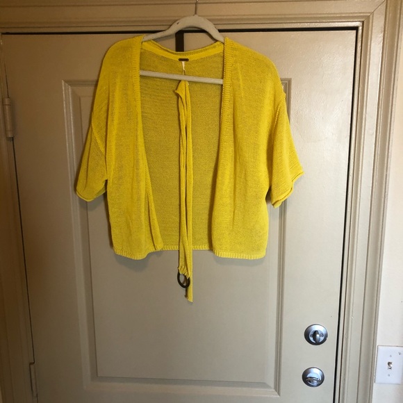 Free People Oh Hello Bright Yellow Belted Cardigan - Picture 7 of 8